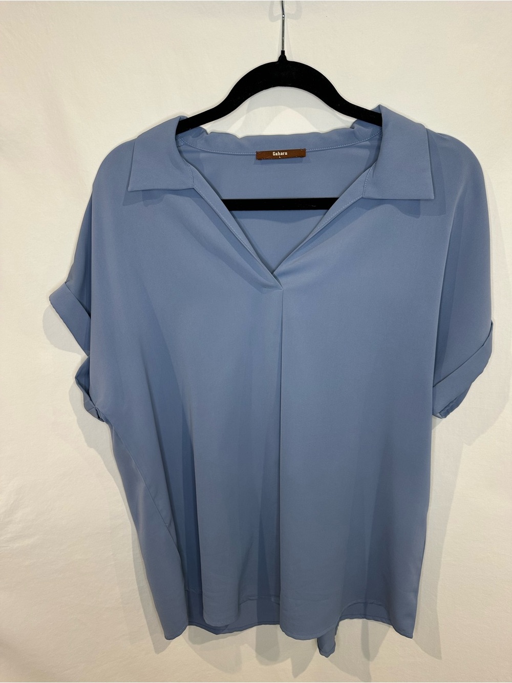 Relaxed Sky Blue V-Neck Collared Tunic